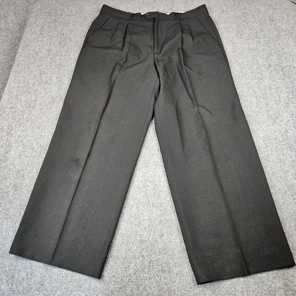 Alberto Celini Milan Italy Mens 38R Black‎ Pleated Wide Leg Dress Pants Trousers